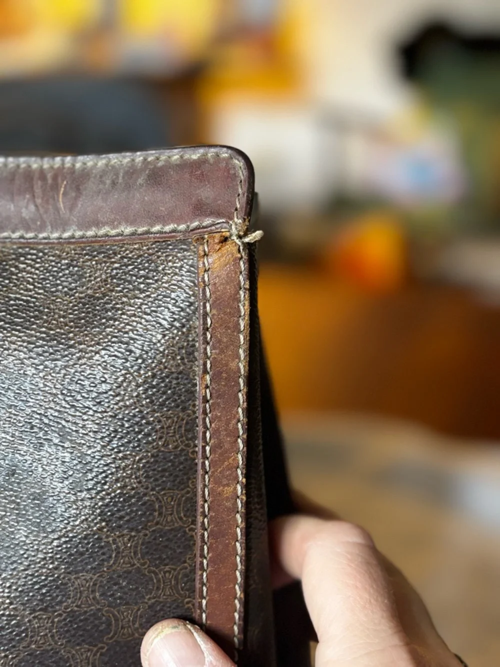 Celine Brown Monogram Coated Canvas Travel Pouch - Picture 3 of 9